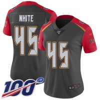 Nike Tampa Bay Buccaneers #45 Devin White Gray Women's Stitched NFL Limited Inverted Legend 100th Season Jersey
