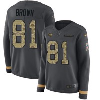 Nike Tampa Bay Buccaneers #81 Antonio Brown Anthracite Salute to Service Women's Stitched NFL Limited Therma Long Sleeve Jersey