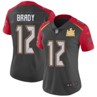 Nike Tampa Bay Buccaneers #12 Tom Brady Gray Women's Super Bowl LV Champions Patch Stitched NFL Limited Inverted Legend Jersey