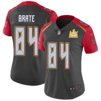 Nike Tampa Bay Buccaneers #84 Cameron Brate Gray Women's Super Bowl LV Champions Patch Stitched NFL Limited Inverted Legend Jersey