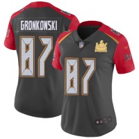 Nike Tampa Bay Buccaneers #87 Rob Gronkowski Gray Women's Super Bowl LV Champions Patch Stitched NFL Limited Inverted Legend Jersey
