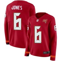Nike Tampa Bay Buccaneers #6 Julio Jones Red Team Color Women's Stitched NFL Limited Therma Long Sleeve Jersey