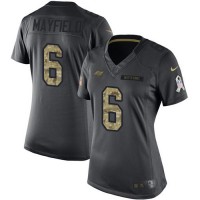 Nike Tampa Bay Buccaneers #6 Baker Mayfield Black Women's Stitched NFL Limited 2016 Salute to Service Jersey