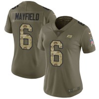 Nike Tampa Bay Buccaneers #6 Baker Mayfield Olive/Camo Women's Stitched NFL Limited 2017 Salute To Service Jersey