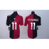 Nike Arizona Cardinals #11 Larry Fitzgerald Black/Red Women's Stitched NFL Elite Split Jersey