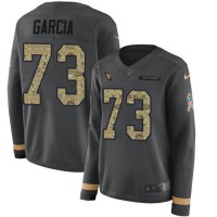Nike Arizona Cardinals #73 Max Garcia Anthracite Salute to Service Women's Stitched NFL Limited Therma Long Sleeve Jersey
