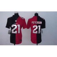 Nike Arizona Cardinals #21 Patrick Peterson Black/Red Women's Stitched NFL Elite Split Jersey