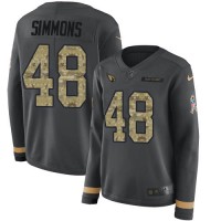 Nike Arizona Cardinals #48 Isaiah Simmons Anthracite Salute to Service Women's Stitched NFL Limited Therma Long Sleeve Jersey