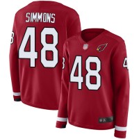 Nike Arizona Cardinals #48 Isaiah Simmons Red Team Color Women's Stitched NFL Limited Therma Long Sleeve Jersey