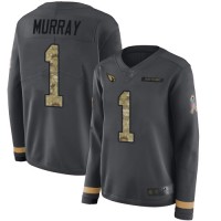 Nike Arizona Cardinals #1 Kyler Murray Anthracite Salute to Service Women's Stitched NFL Limited Therma Long Sleeve Jersey