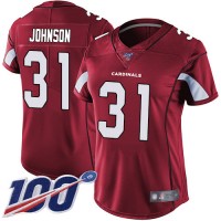 Nike Arizona Cardinals #31 David Johnson Red Team Color Women's Stitched NFL 100th Season Vapor Limited Jersey