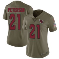Nike Arizona Cardinals #21 Patrick Peterson Olive Women's Stitched NFL Limited 2017 Salute to Service Jersey