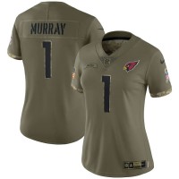 Arizona Arizona Cardinals #1 Kyler Murray Nike Women's 2022 Salute To Service Limited Jersey - Olive
