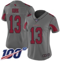 Nike Arizona Cardinals #13 Christian Kirk Silver Women's Stitched NFL Limited Inverted Legend 100th Season Jersey
