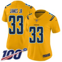 Nike Los Angeles Chargers #33 Derwin James Jr Gold Women's Stitched NFL Limited Inverted Legend 100th Season Jersey