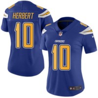 Nike Los Angeles Chargers #10 Justin Herbert Electric Blue Women's Stitched NFL Limited Rush Jersey