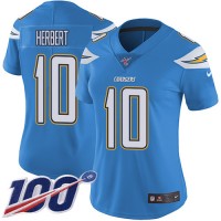 Nike Los Angeles Chargers #10 Justin Herbert Electric Blue Alternate Women's Stitched NFL 100th Season Vapor Untouchable Limited Jersey