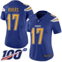 Nike Los Angeles Chargers #17 Philip Rivers Electric Blue Women's Stitched NFL Limited Rush 100th Season Jersey