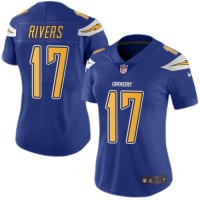 Nike Los Angeles Chargers #17 Philip Rivers Electric Blue Women's Stitched NFL Limited Rush Jersey