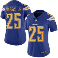 Nike Los Angeles Chargers #25 Chris Harris Jr Electric Blue Women's Stitched NFL Limited Rush Jersey
