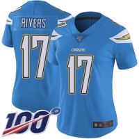 Nike Los Angeles Chargers #17 Philip Rivers Electric Blue Alternate Women's Stitched NFL 100th Season Vapor Limited Jersey