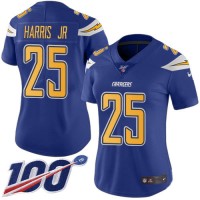 Nike Los Angeles Chargers #25 Chris Harris Jr Electric Blue Women's Stitched NFL Limited Rush 100th Season Jersey
