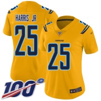 Nike Los Angeles Chargers #25 Chris Harris Jr Gold Women's Stitched NFL Limited Inverted Legend 100th Season Jersey