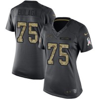 Nike Los Angeles Chargers #75 Bryan Bulaga Black Women's Stitched NFL Limited 2016 Salute to Service Jersey