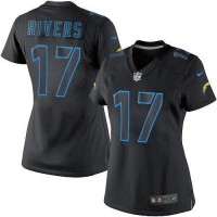 Nike Los Angeles Chargers #17 Philip Rivers Black Impact Women's Stitched NFL Limited Jersey