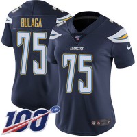 Nike Los Angeles Chargers #75 Bryan Bulaga Navy Blue Team Color Women's Stitched NFL 100th Season Vapor Untouchable Limited Jersey