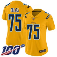 Nike Los Angeles Chargers #75 Bryan Bulaga Gold Women's Stitched NFL Limited Inverted Legend 100th Season Jersey