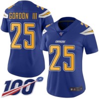 Nike Los Angeles Chargers #25 Melvin Gordon III Electric Blue Women's Stitched NFL Limited Rush 100th Season Jersey