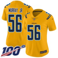 Nike Los Angeles Chargers #56 Kenneth Murray Jr Gold Women's Stitched NFL Limited Inverted Legend 100th Season Jersey