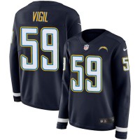 Nike Los Angeles Chargers #59 Nick Vigil Navy Blue Team Color Women's Stitched NFL Limited Therma Long Sleeve Jersey
