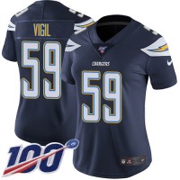 Nike Los Angeles Chargers #59 Nick Vigil Navy Blue Team Color Women's Stitched NFL 100th Season Vapor Untouchable Limited Jersey