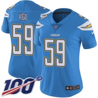 Nike Los Angeles Chargers #59 Nick Vigil Electric Blue Alternate Women's Stitched NFL 100th Season Vapor Untouchable Limited Jersey