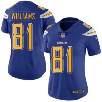 Nike Los Angeles Chargers #81 Mike Williams Electric Blue Women's Stitched NFL Limited Rush Jersey