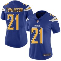 Nike Los Angeles Chargers #21 LaDainian Tomlinson Electric Blue Women's Stitched NFL Limited Rush Jersey
