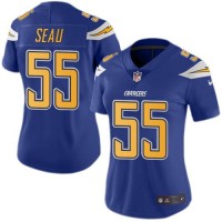 Nike Los Angeles Chargers #55 Junior Seau Electric Blue Women's Stitched NFL Limited Rush Jersey