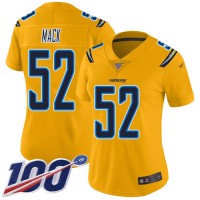 Nike Los Angeles Chargers #52 Khalil Mack Gold Women's Stitched NFL Limited Inverted Legend 100th Season Jersey
