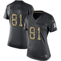 Nike Los Angeles Chargers #81 Mike Williams Black Women's Stitched NFL Limited 2016 Salute to Service Jersey
