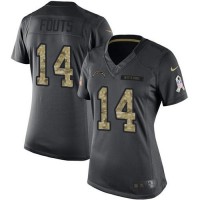 Nike Los Angeles Chargers #14 Dan Fouts Black Women's Stitched NFL Limited 2016 Salute to Service Jersey