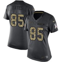 Nike Los Angeles Chargers #85 Antonio Gates Black Women's Stitched NFL Limited 2016 Salute to Service Jersey