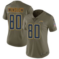 Nike Los Angeles Chargers #80 Kellen Winslow Olive Women's Stitched NFL Limited 2017 Salute to Service Jersey