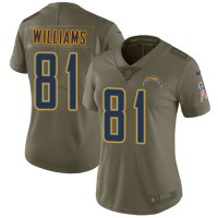 Nike Los Angeles Chargers #81 Mike Williams Olive Women's Stitched NFL Limited 2017 Salute to Service Jersey