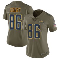 Nike Los Angeles Chargers #86 Hunter Henry Olive Women's Stitched NFL Limited 2017 Salute to Service Jersey