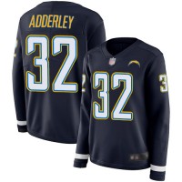 Nike Los Angeles Chargers #32 Nasir Adderley Navy Blue Team Color Women's Stitched NFL Limited Therma Long Sleeve Jersey