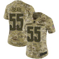 Nike Los Angeles Chargers #55 Junior Seau Camo Women's Stitched NFL Limited 2018 Salute to Service Jersey