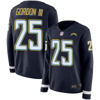 Nike Los Angeles Chargers #25 Melvin Gordon III Navy Blue Team Color Women's Stitched NFL Limited Therma Long Sleeve Jersey