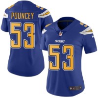 Nike Los Angeles Chargers #53 Mike Pouncey Electric Blue Women's Stitched NFL Limited Rush Jersey